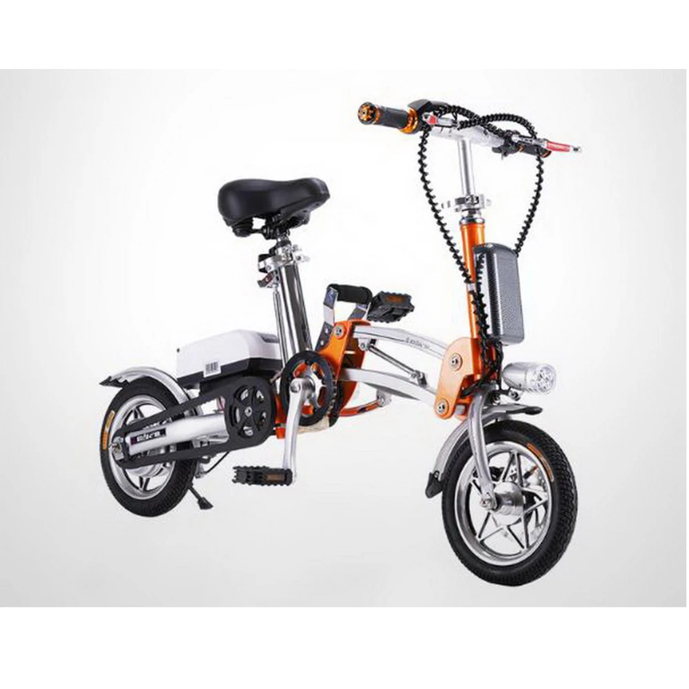 Электрический велосипед двухколесный 36 в 12 дюймов оранжевый/черный складной