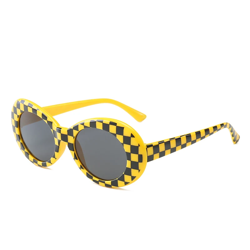 Yellow Printed NIRVANA Kurt Cobain солнцезащитные очки, винтажные очки, брендовые дизайнерские овальные очки для мужчин и женщин, Lunette De Soleil Okulary - Цвет линз: Yellow Printed