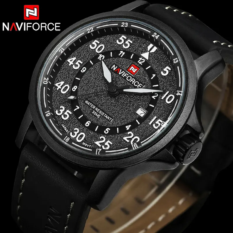Часы наручные NAVIFORCE Мужские кварцевые спортивные водонепроницаемые аналоговые с