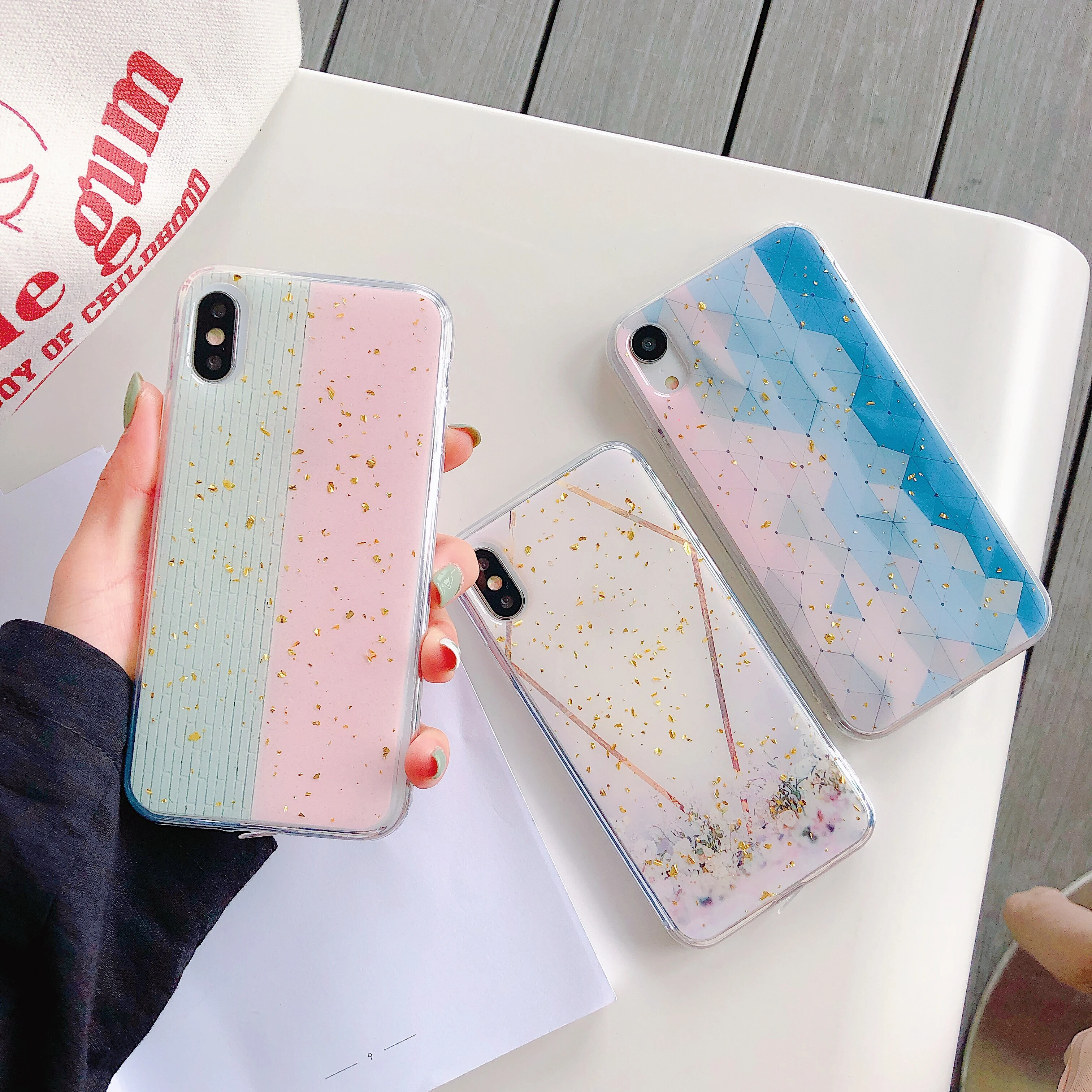 Чехол для iPhone Xr X Xs максимальный чехол Свежий блестящий синий Алмазный Finger Stand