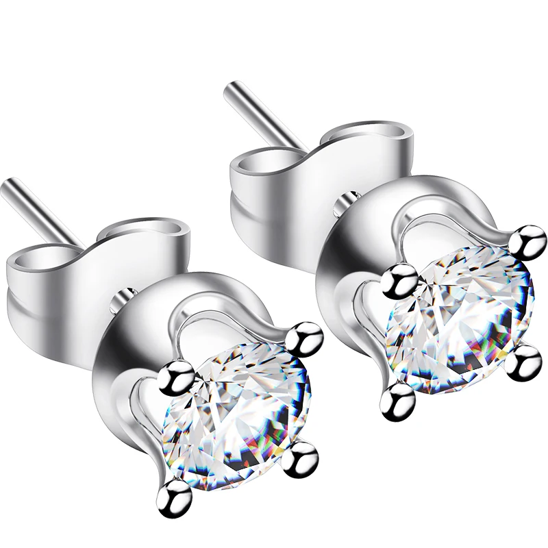 Оптовая продажа серьги-гвоздики из стерлингового серебра с цветком 2 карата