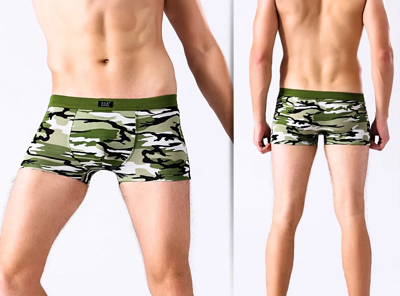 Бесплатная доставка мужские сексуальные камуфляжные боксеры с принтом
