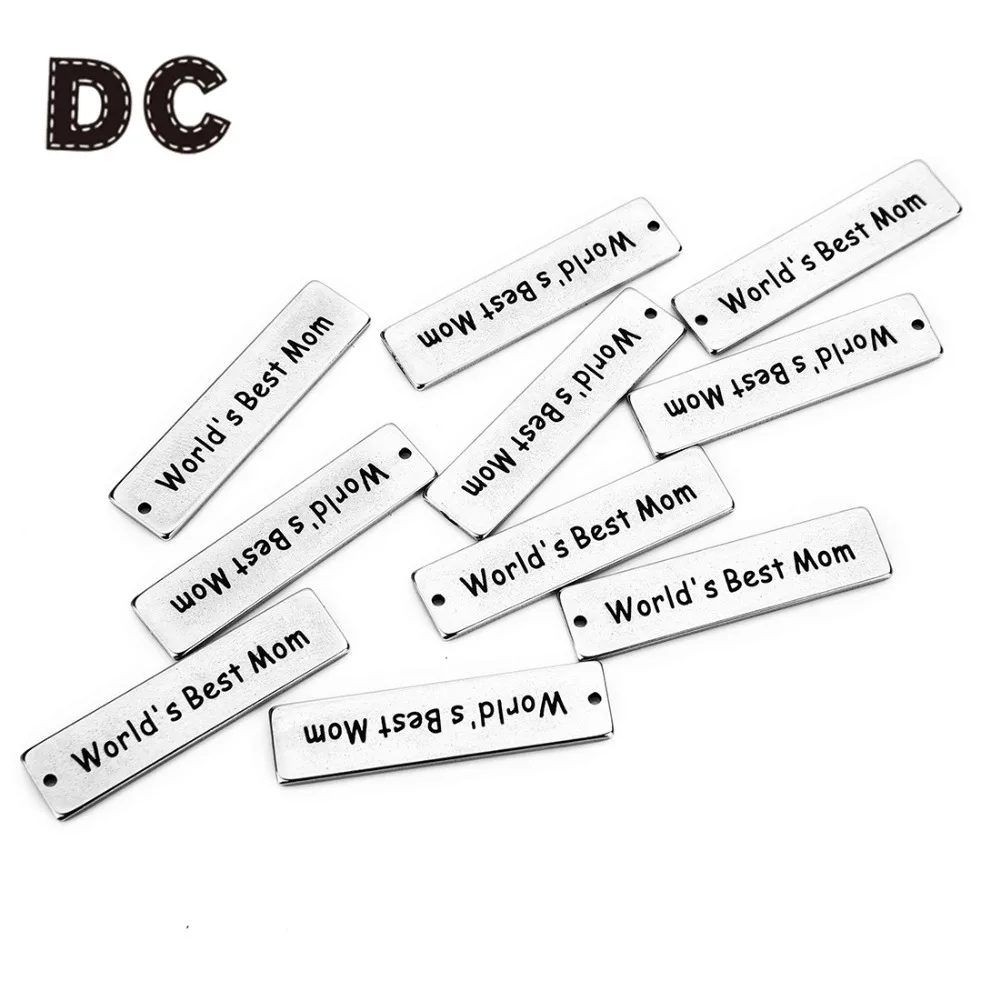 DC &quotworld's best мама&quot Нержавеющая сталь Прямоугольный кулон Подвески 5 шт./лот 10x40