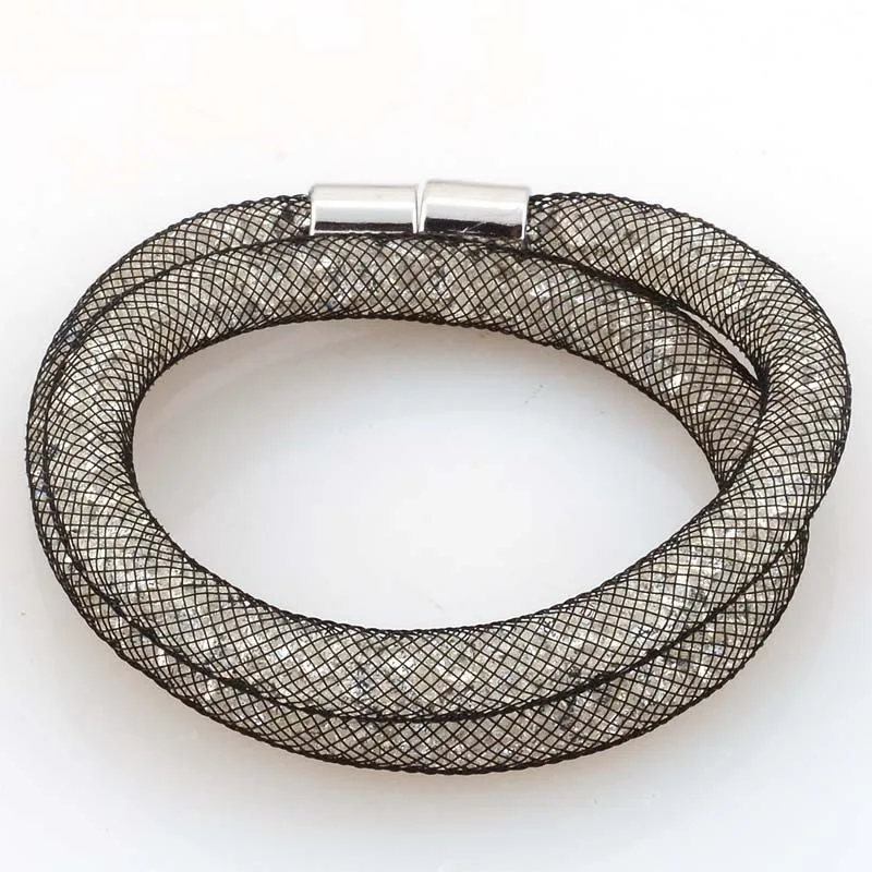 Black with clear Miasol, сетчатая цепочка, шарм, полностью полимерный кристалл, двойная обёрточная бумага, магнитный обернутый браслет для женщин, для вечеринки, свадебный подарок - Окраска металла: Black with clear