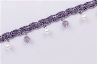 Purple Qgvish 12 м/лот, жемчужные бусины, занавески, бахрома, кружевная отделка, сделай сам, сшитые диванные сценические лампы, кружевные ленты, пояс, занавески, аксессуары, Декор - Цвет: Purple