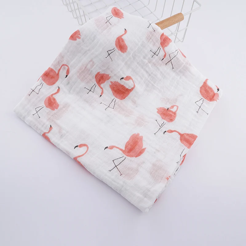 2 flamingo Muslinlife/хлопковое детское одеяло; мягкое детское одеяло; детское муслиновое одеяло для новорожденных; 2 слоя; 110*110 см - Цвет: 2 flamingo