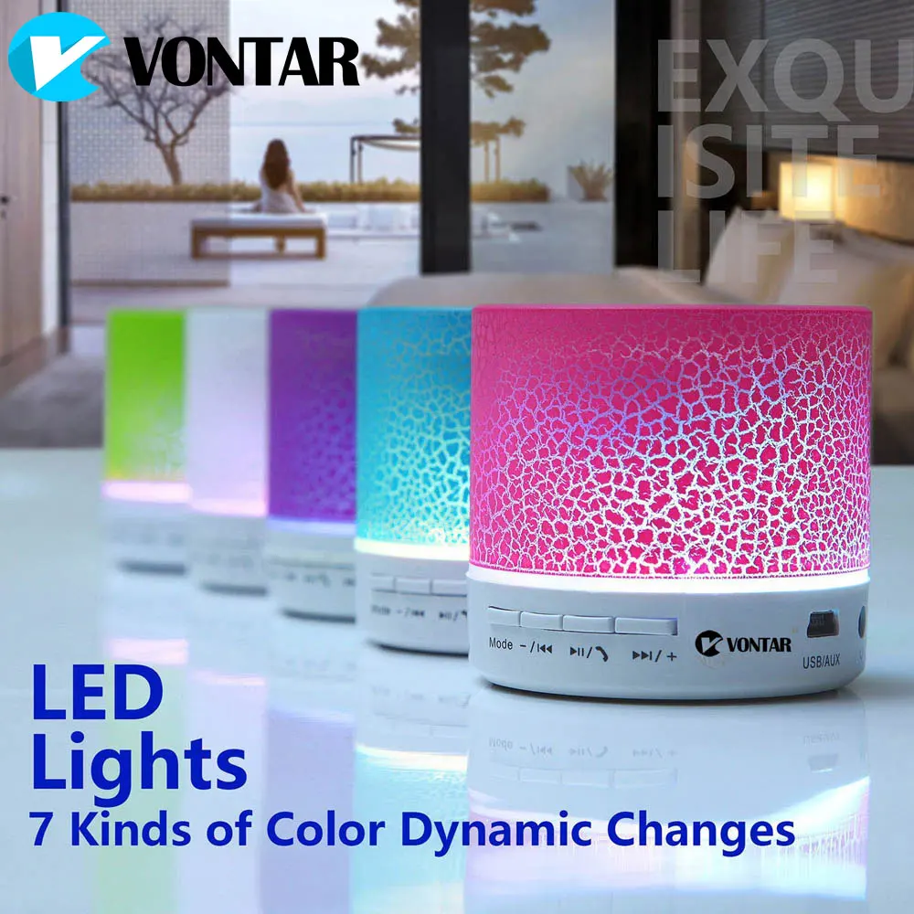 Портативный Led Bluetooth Динамик Беспроводной s Hands Free с микро сабвуфер громкий