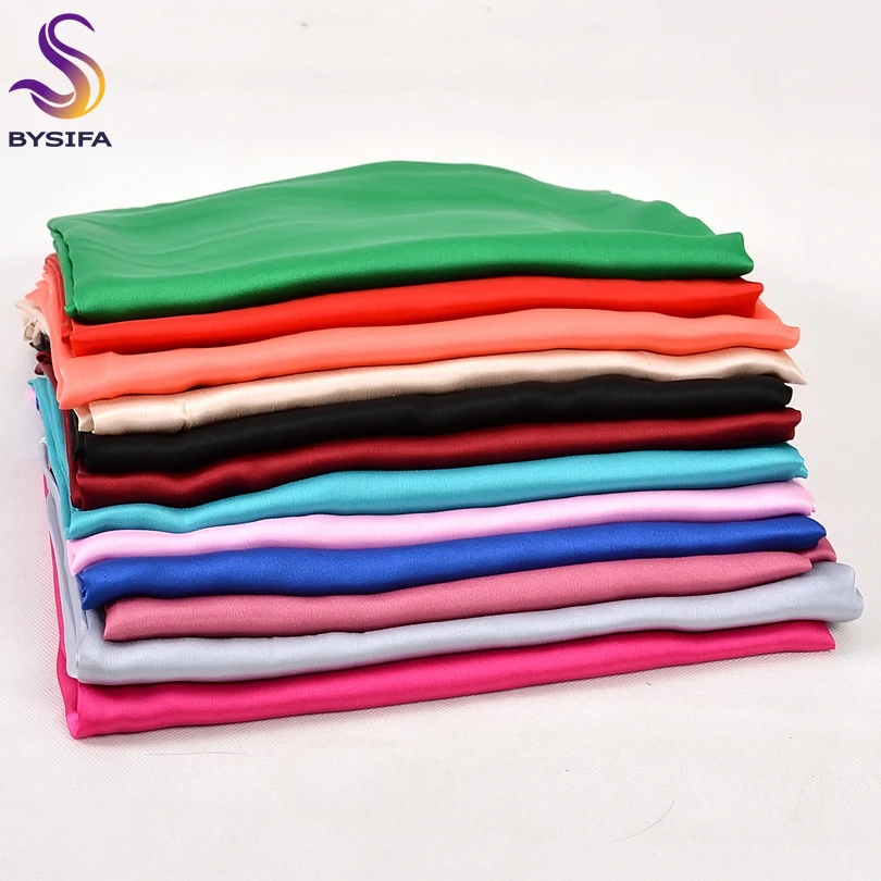 

[BYSIFA] New Plain Women Long Silk Scarf Shawl 180*90cm Autumn Winter Luxury Silk Satin Scarves Ladies Muslim Head Neck Scarves