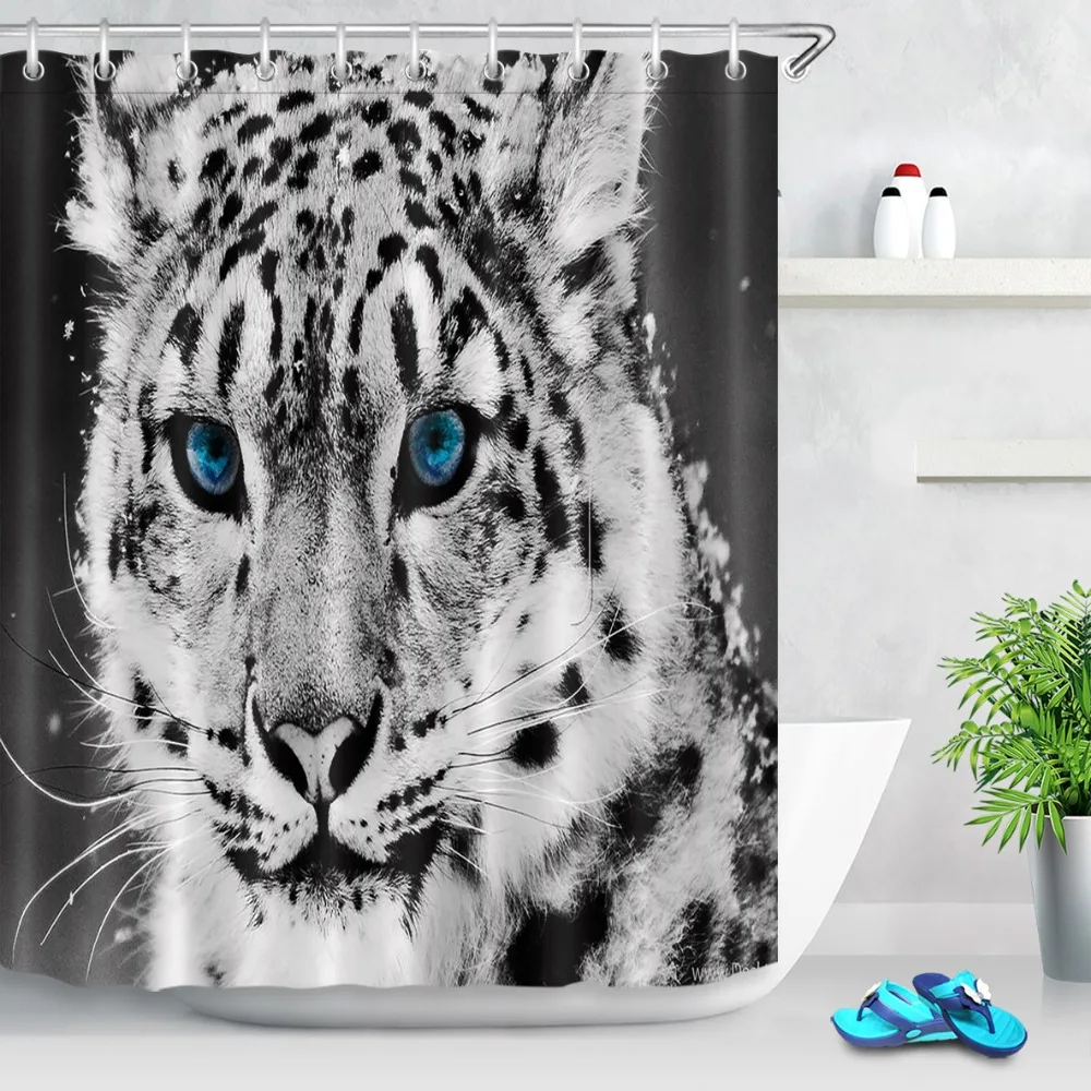 Сексуальная детская занавеска с голубыми глазами леопарда белая со снежинками