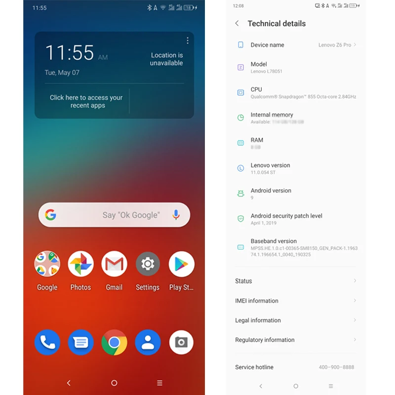 Lenovo глобальная версия Z6 Pro 8 Гб 128 ГБ Snapdragon 855 Восьмиядерный 6 39 "1080P дисплей