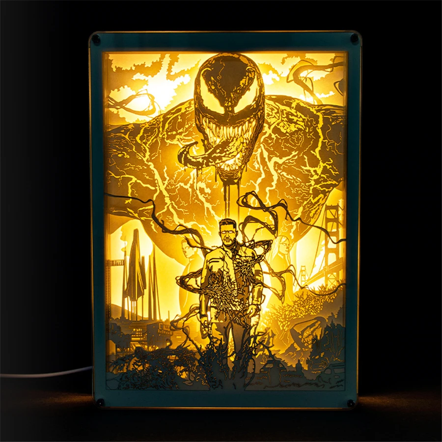 Ночной светильник с надписью Venom резьба по бумаге акриловая окантовка для украшения гостиной настенный
