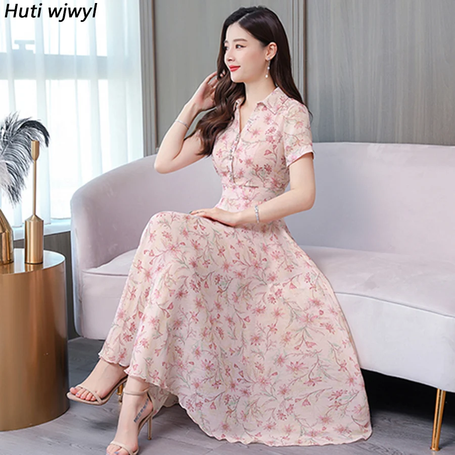 Женское шифоновое платье Макси Boho винтажное длинное пляжное большого размера 3XL