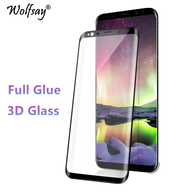 Изогнутое закаленное стекло 3D для Samsung Galaxy S8 Plus защитное на весь экран с клеем
