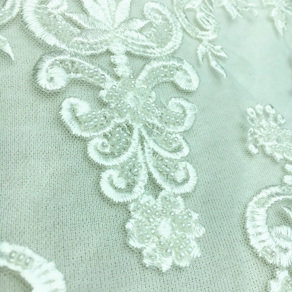 Seeds Beaded Embroidered Lace Patch Sew On Applique Patches For Wedding Dress Embroidery Appliques Parches 45x42cm AC1288 | Дом и сад