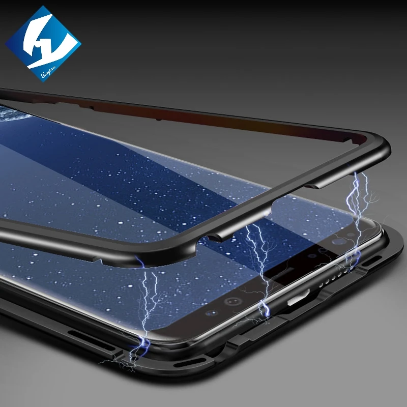 Встроенный Магнитный чехол для samsung Galaxy S9 s9 + прозрачное закаленное стеклянный