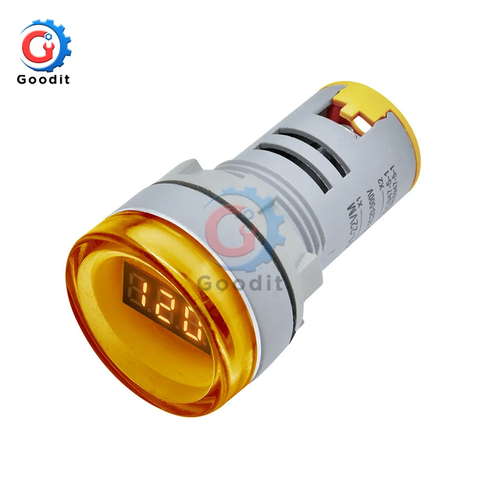 Yellow AD16-22DSV Тип AC 60-500 В Мини измеритель напряжения светодиодный цифровой дисплей Вольтметр переменного тока индикатор светильник/Пилотная лампа 110 В 220 В 22 мм AD16 - Цвет: Yellow