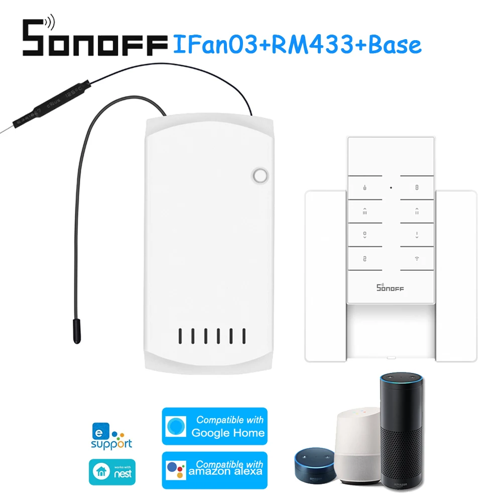 SONOFF IFan03 + RM433 базовый потолочный вентилятор контроллер умный переключатель с RF
