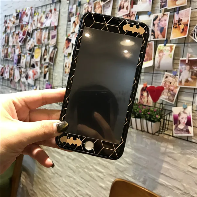 9 H 3D полное покрытие из закаленного стекла для iPhone 6 6s 7 7 plus 8 8 Plus протектор экрана Марвел из Мстителей Бэтмен, Железный человек с рисунком