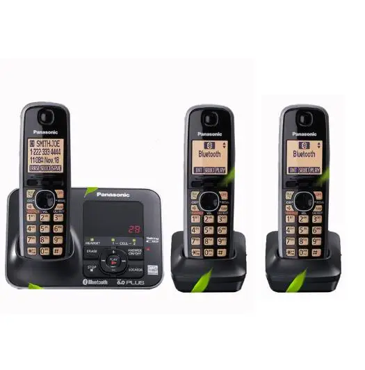 Three Handsets Цифровой беспроводной телефон с bluetooth ответной машиной Handfree Голосовая почта с подсветкой lcd беспроводной телефон для офиса дома черный - Цвет: Three Handsets