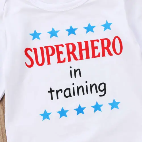 3Pcs Newborn Baby Boys Girls Super hero Clothes Romper Playsuit Pants Outfits Set | Детская одежда и обувь