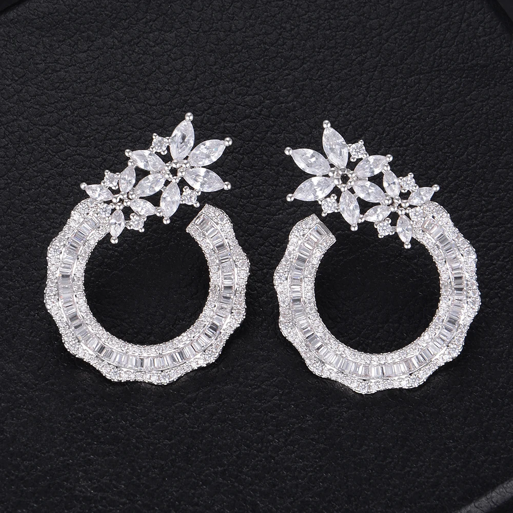 Женские Геометрические серьги SISCATHY с микро-инкрустацией из фианита для свадьбы