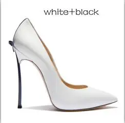 white with black Г., осенние высококачественные пикантные женские туфли-лодочки обувь с острым носком свадебные туфли-лодочки на высоком тонком каблуке с бантом обувь для вечеринок - Цвет: white with black