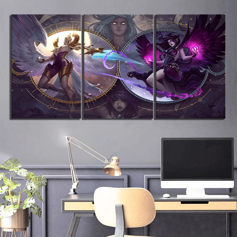 Модульная печать картины домашние декоративные 3 шт. Лига Легенд постер на холсте