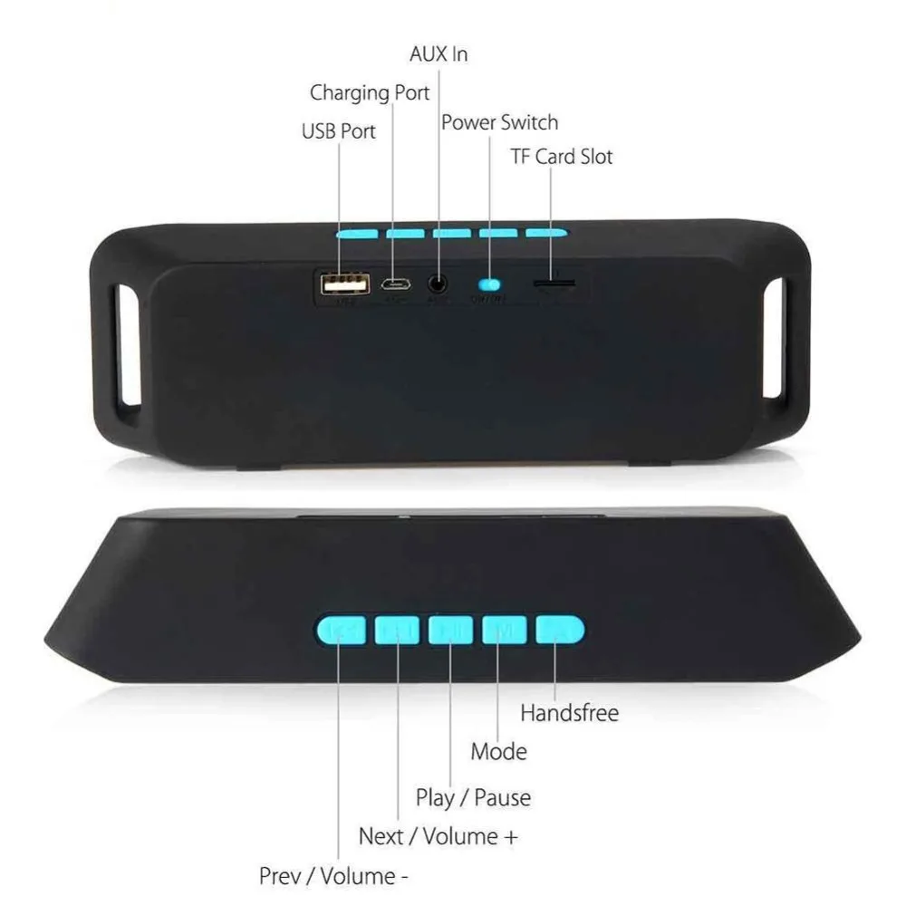 CUJMH Bluetooth Беспроводной Динамик Спорт Портативный открытый USB SD FM Радио Стерео 3D