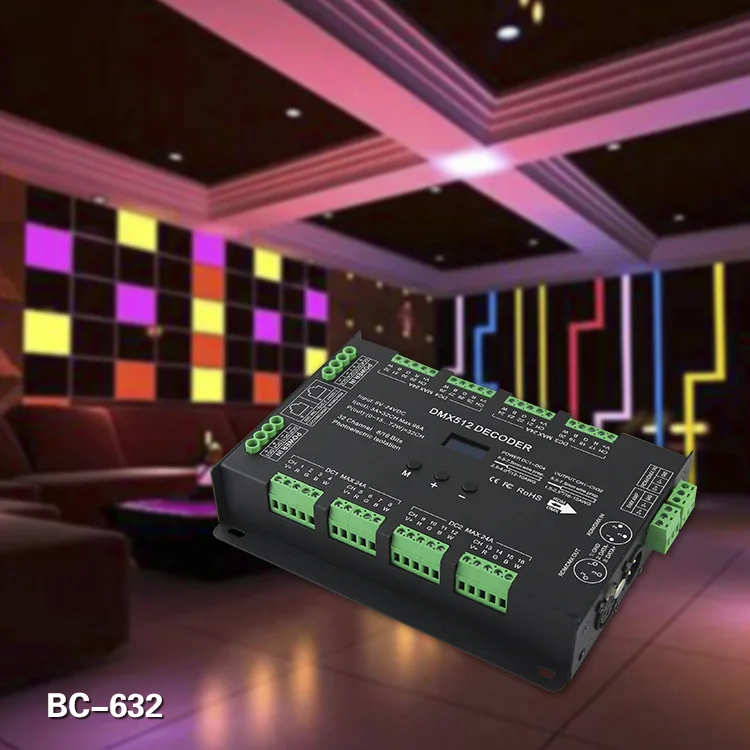 BC-632 32CH CT RGB RGBW DMX LED Decoder DC5-24V RJ45 8ports x 4CH Constant Voltage DMX512 output controller for led lights | Освещение