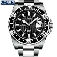 loreo brand luxury automatic mechanical watch classic sapphire dial full steel watch men waterproof 200m male fashion clock