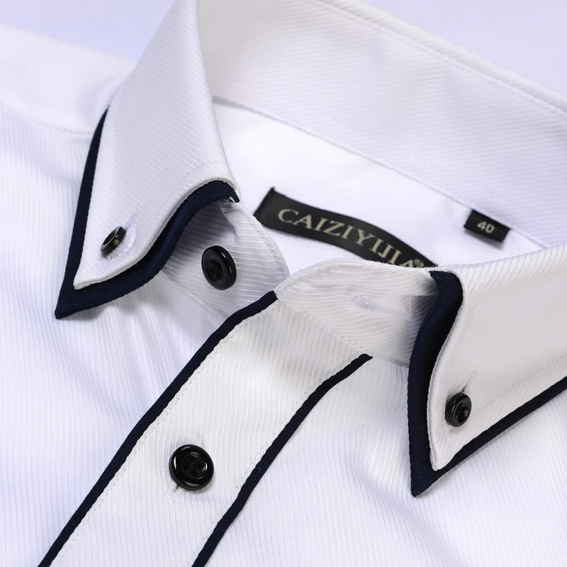 CAIZIYJIA 2018 New Summer Solid Mens Dress Shirt Fashion Short Sleeve Wedding High Quality Double Layer Casual | Мужская одежда