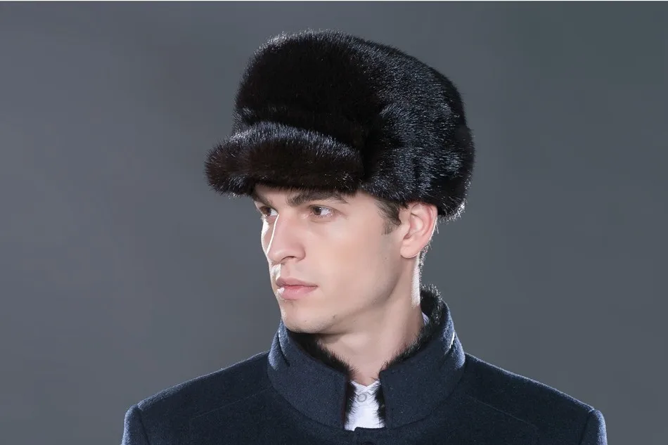 Осенняя и зимняя теплая Мужская шерстяная шапка, шапки из меха норки, Модные фирменные спортивные теплые шапки LTGFUR для мужчин, горячая Распродажа NZD-05