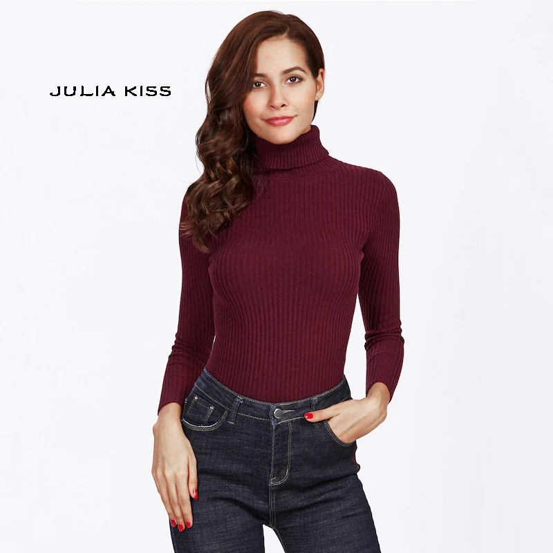Women Rolled Neck Ribbed Knit Fitting Sweater Fitted Pullover | Женская одежда
