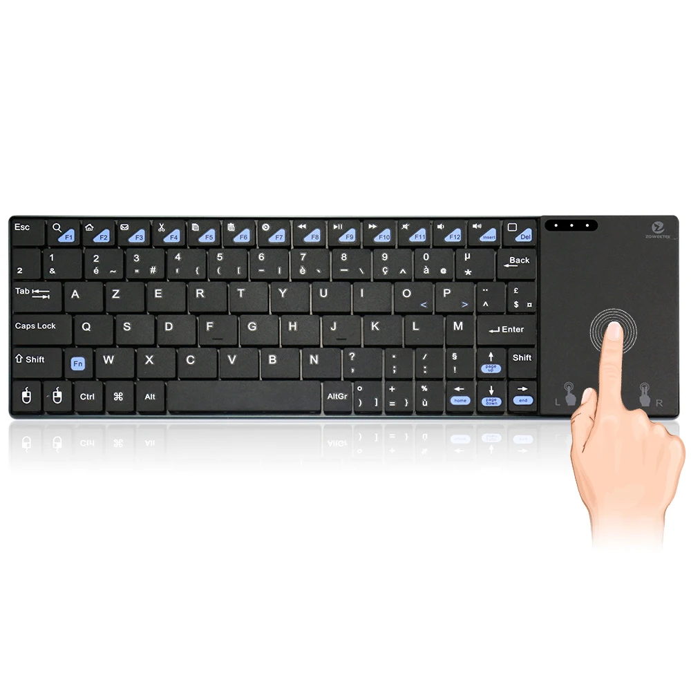 Беспроводная Французская клавиатура Zoweetek Mini i12plus с тачпадом мини ПК Teclado для