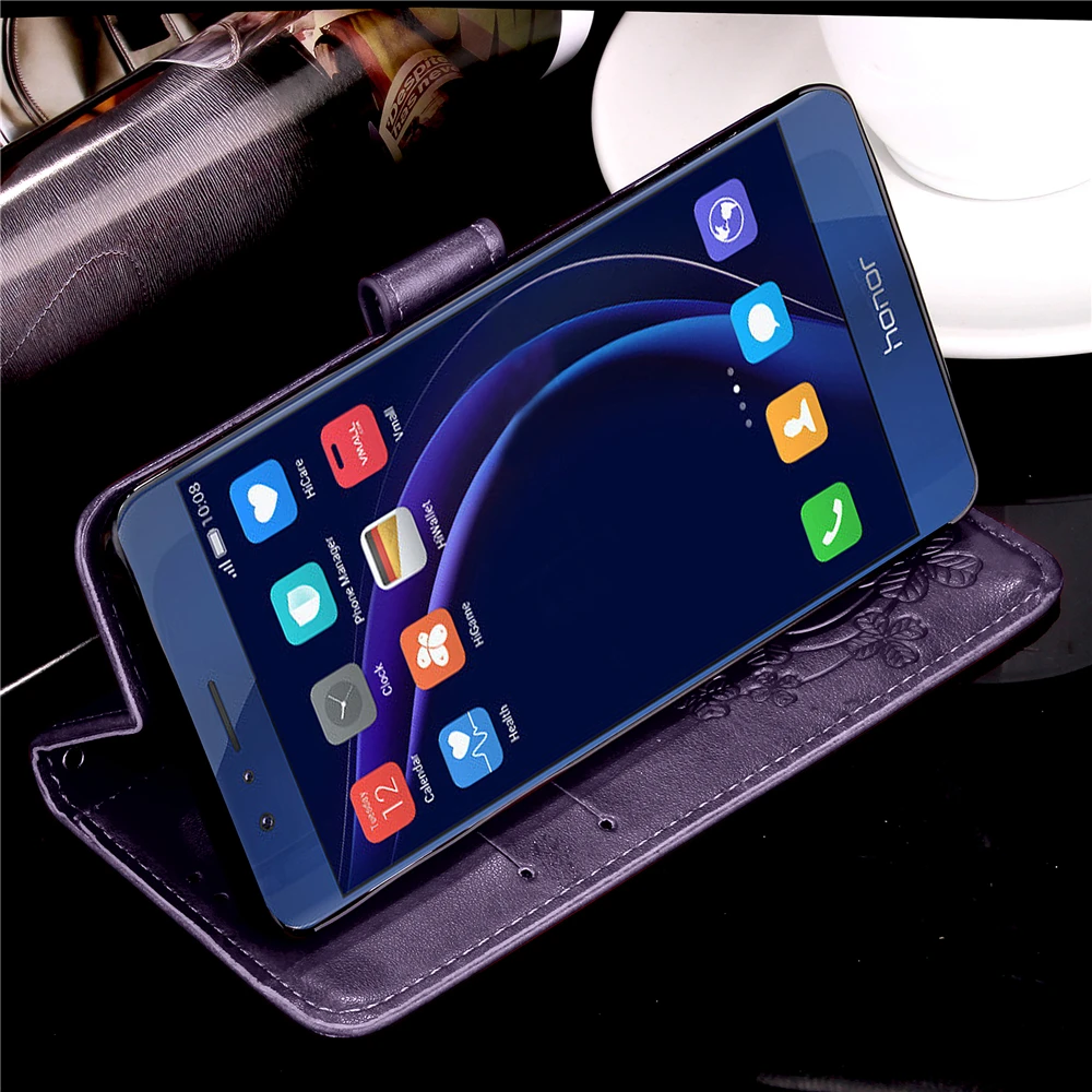 Счастливый клевер Тиснение кожаный чехол для Huawei FRD L02 L04 L09 L14 L19 Honor 8 honor8 Чехол