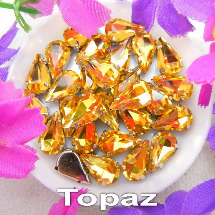 A21 Topaz Стеклянные хрустальные серебряные коготки 3*6 мм 6*10 мм 8*13 мм форма капли воды груша необычные цвета смешанные пришивные стразы бусины ручной работы diy - Цвет: A21 Topaz