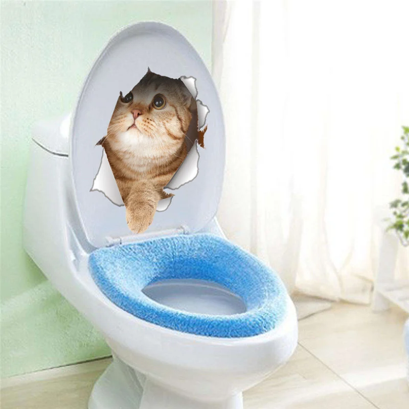Наклейки на сиденья милого кота для туалета украшение дома Diy Яркие 3d настенные