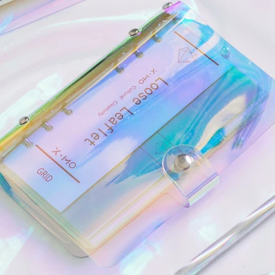Bling PVC лазерный чехол Сетка точечный блокнот с отрывными листами, спиральный блокнот A5/A6 Note Book с пустыми страницами