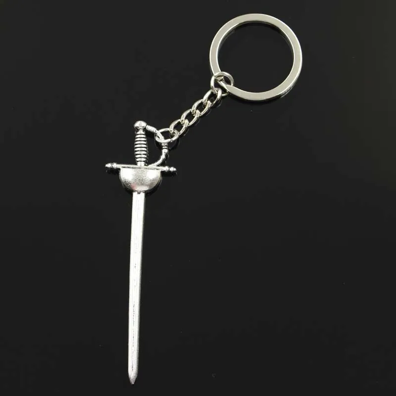 Fashion Keychain 85x24mm Western Sword Fencing Bronze Silver Color Pendants DIY Men Jewelry Car Key Chain Ring Holder For Gift