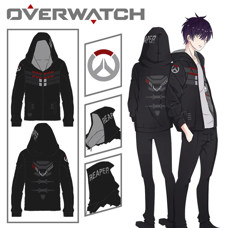 Новая игра OW Overwatch Reaper Genji костюмы для косплея Солдат 76 толстовки с капюшоном куртки спортивная одежда пальто свитер Топы