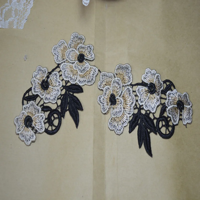 8*13 см (1 парт/Лот) черные Серебряные смешанные нашивки с цветами и листьями