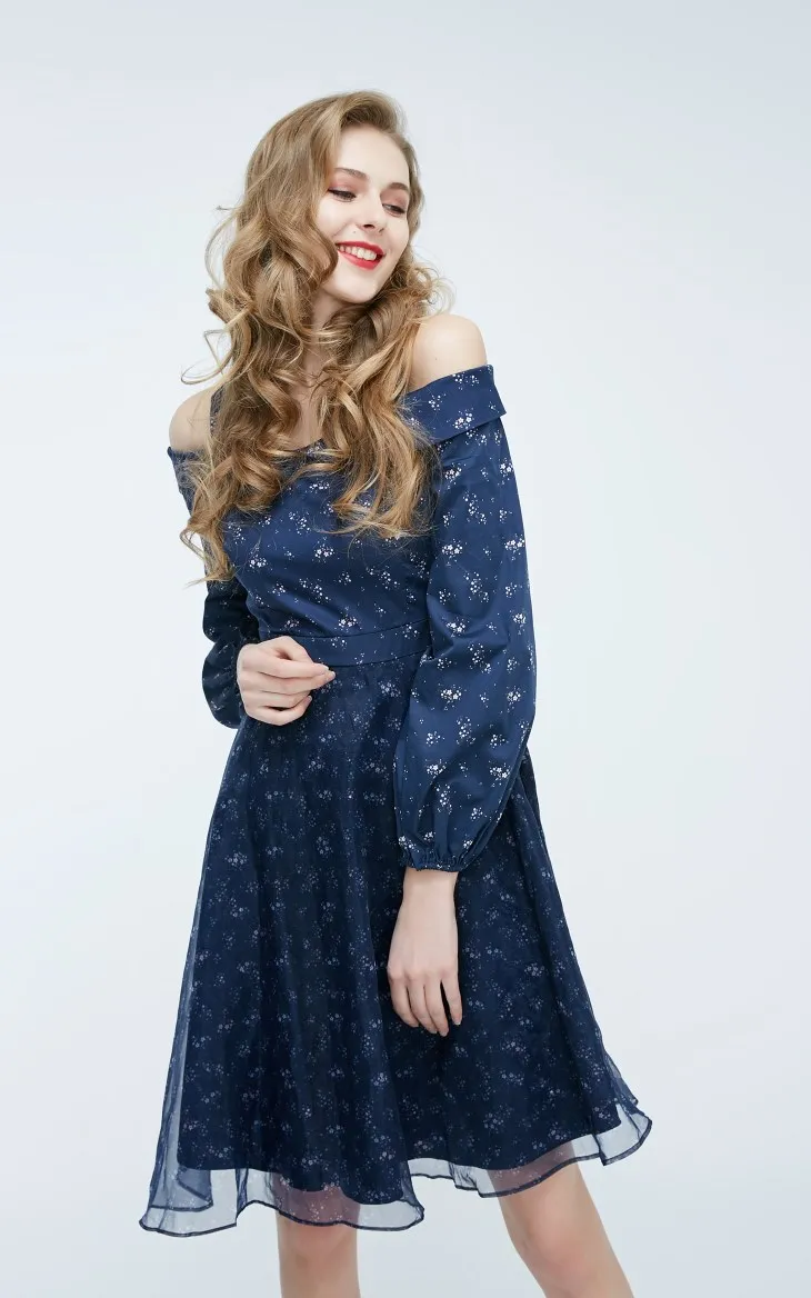 Vero Moda платье женское сшитое платье с принтом и ремнем с открытыми плечами | 31827D521