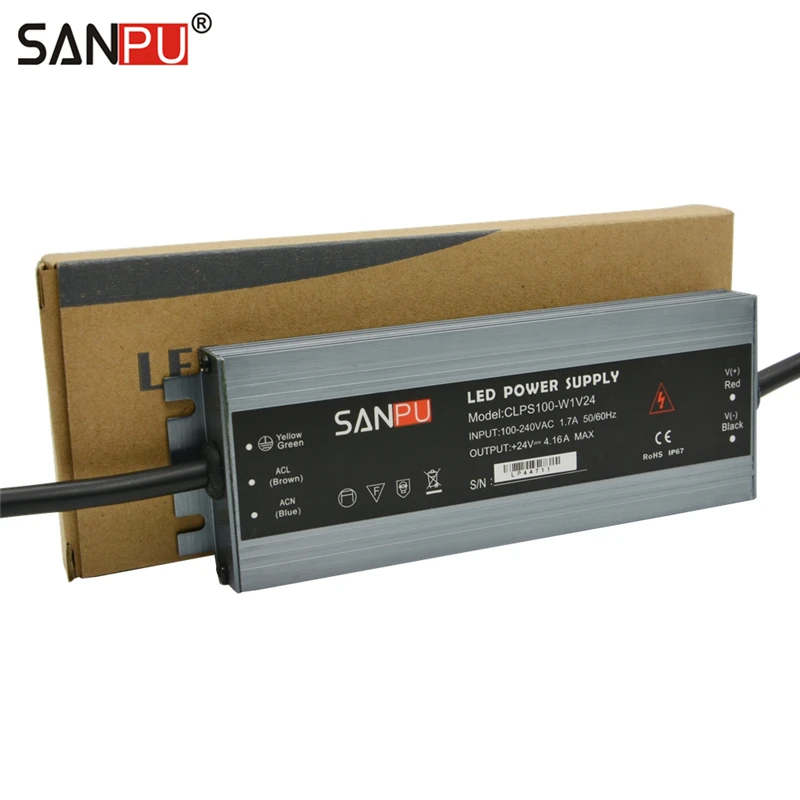 Светодиодный адаптер SANPU источник питания 100 Вт 24 В IP67 водонепроницаемый с