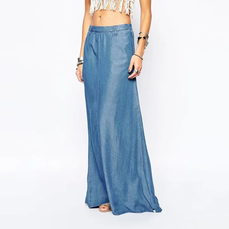 Женская длинная джинсовая юбка карандаш в стиле ретро тонкая простая из денима