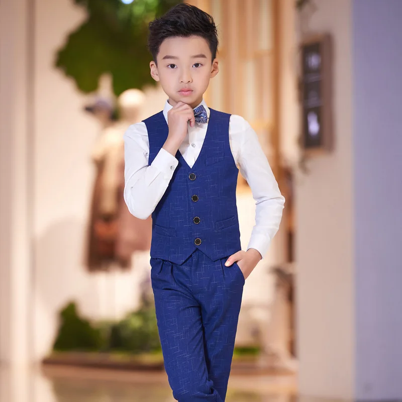 Kids Formal Dress Vest Clothing Sets Flower Boy Piano Performace Party Costume Children Shirts Trousers Bowtie 4PCS Outfits | Детская