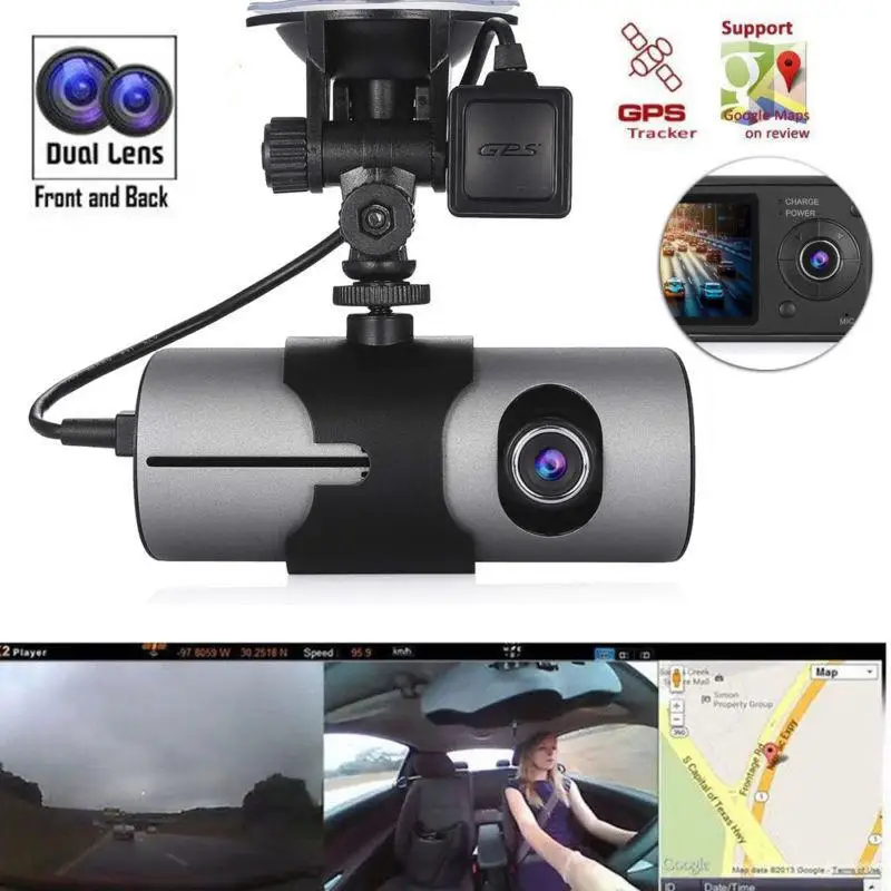 Full HD 720P 140 градусов широкоугольный двойной объектив видеорегистратор для