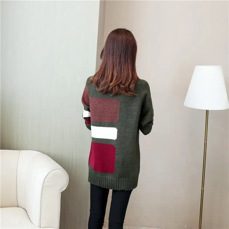 Женский свитер с высоким воротником NFIVE Свободный вязаный пуловер длинным