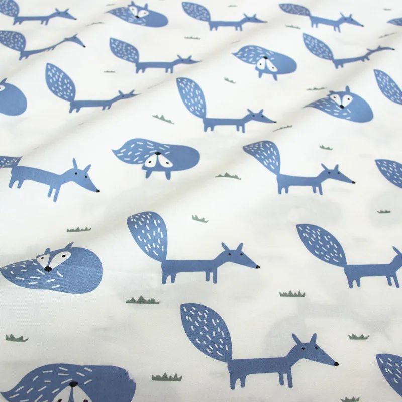 

Buulqo Cotton twill cotton Printed fox Kids Cotton Cloth for DIY sewing craft Patchwork cotton material