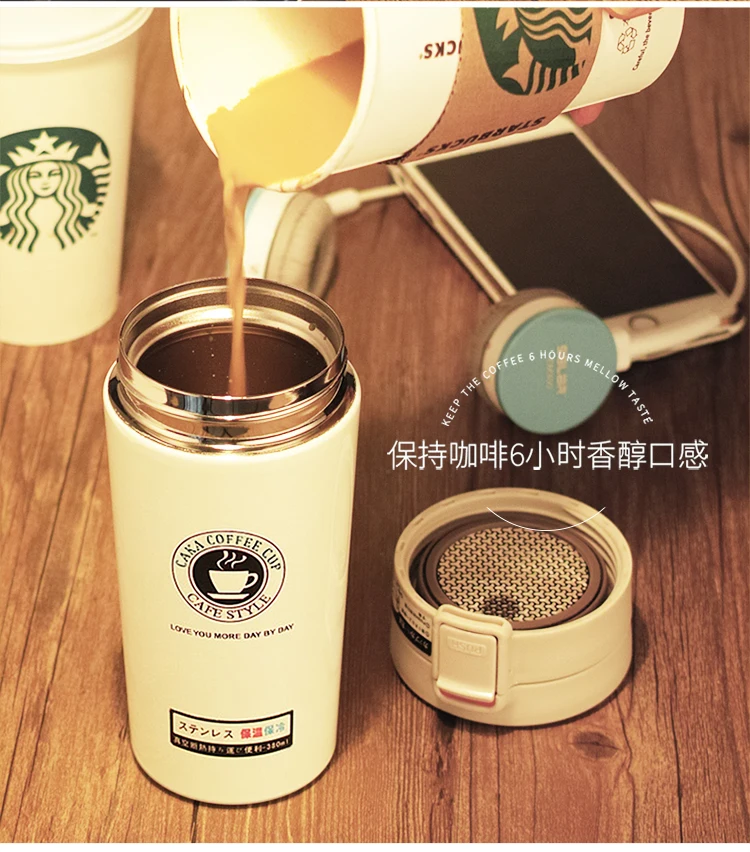 CAKA 380ML Travel Coffee Mug Car Cup Double Wall Stainless Steel Thermos Tumbler Cups Vacuum Flask thermo Water Bottle Thermocup | Дом и сад