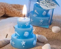 20pcs blue 3 layer cake candle for wedding party birthday souvenirs gifts favor package with pvc box